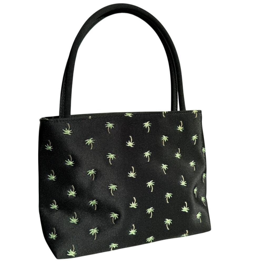 Sunny Hawaii Black Palm Tree Embroidered Handbag Small Tote